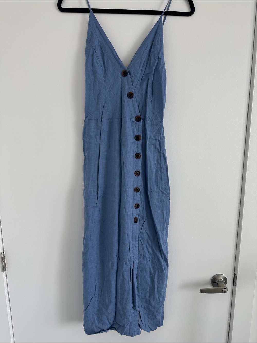 Urban Outfitters Blue Button-Front Midi Dress with Side Slit